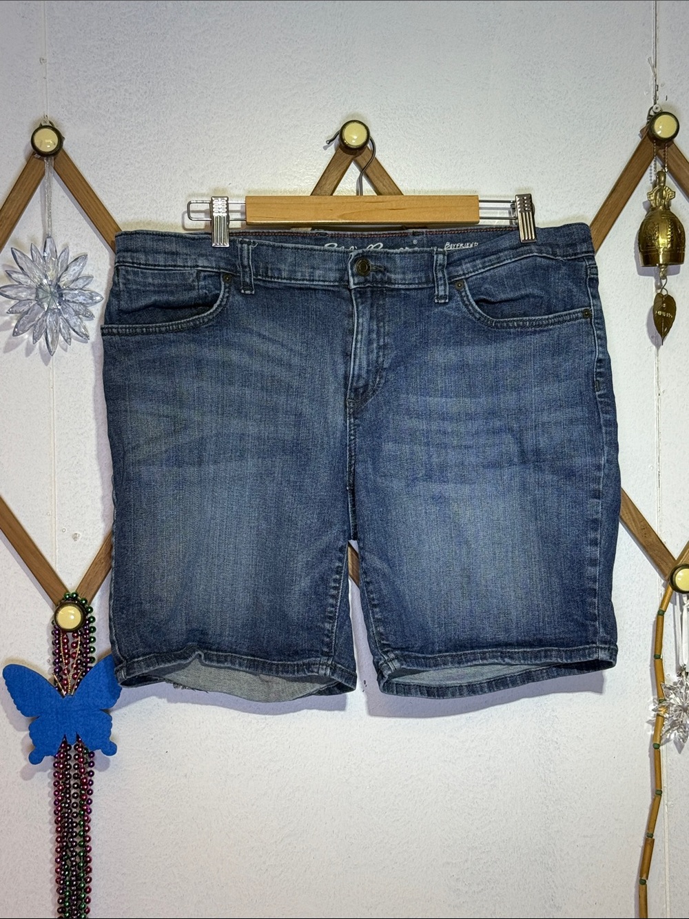 Eddie Bauer Classic Mid-Rise Dark Blue Denim Shorts